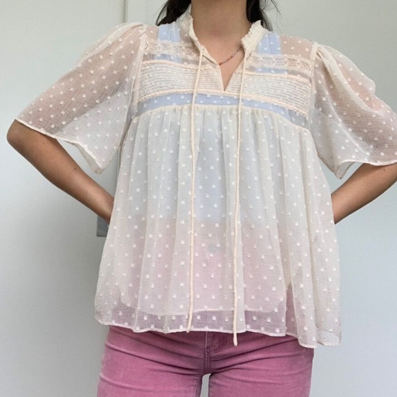 Zara Tops - ZARA TRF Collection Womens Sheer Blouse Size Medium Prairie Cottagecore Feminine